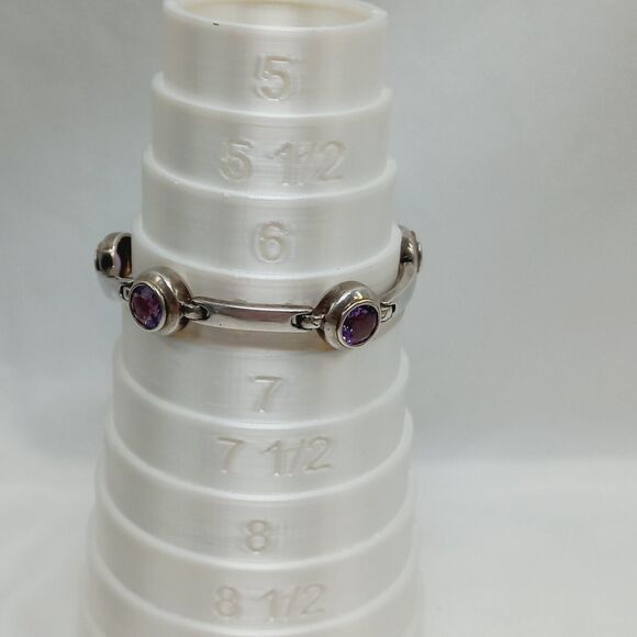 Vtg BOMA Sterling Silver 925 Natural Amethyst Link Bracelet - Picture 4 of 12